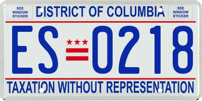 DC license plate ES0218