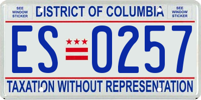 DC license plate ES0257