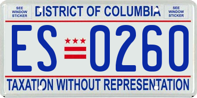 DC license plate ES0260
