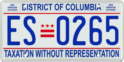 DC license plate ES0265