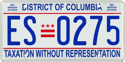 DC license plate ES0275