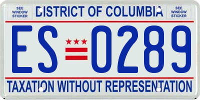 DC license plate ES0289