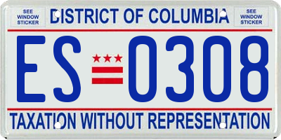 DC license plate ES0308