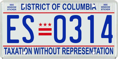 DC license plate ES0314