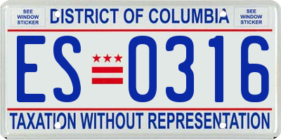 DC license plate ES0316