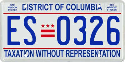 DC license plate ES0326