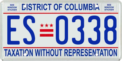 DC license plate ES0338