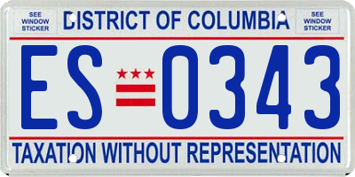 DC license plate ES0343