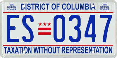 DC license plate ES0347