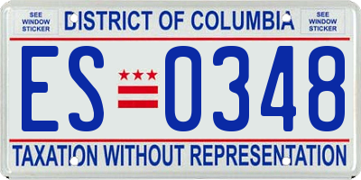 DC license plate ES0348