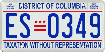 DC license plate ES0349