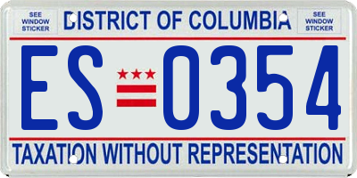 DC license plate ES0354