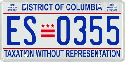 DC license plate ES0355