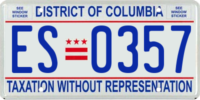 DC license plate ES0357