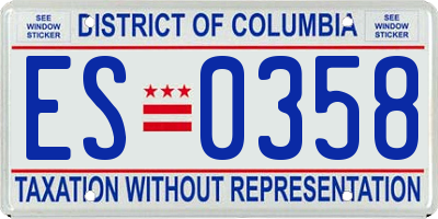 DC license plate ES0358