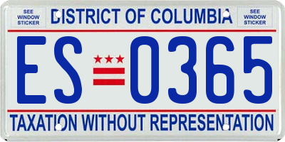 DC license plate ES0365