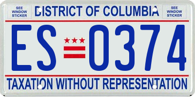 DC license plate ES0374