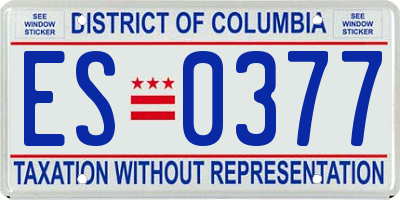 DC license plate ES0377