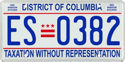 DC license plate ES0382