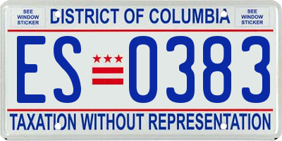 DC license plate ES0383