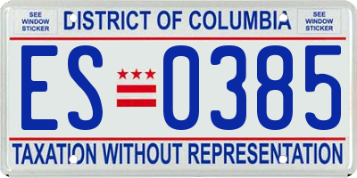 DC license plate ES0385