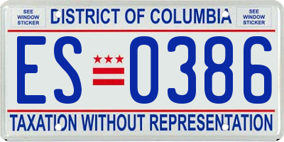 DC license plate ES0386