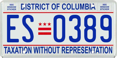 DC license plate ES0389