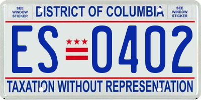 DC license plate ES0402