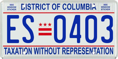 DC license plate ES0403