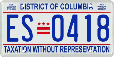 DC license plate ES0418