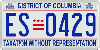 DC license plate ES0429