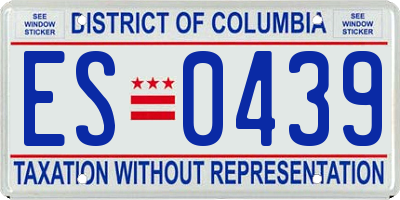 DC license plate ES0439