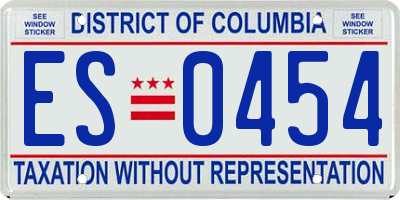 DC license plate ES0454