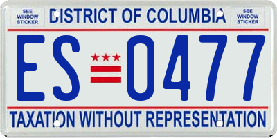 DC license plate ES0477