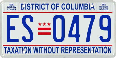 DC license plate ES0479