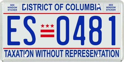 DC license plate ES0481