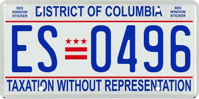 DC license plate ES0496