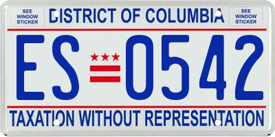 DC license plate ES0542
