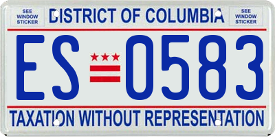 DC license plate ES0583