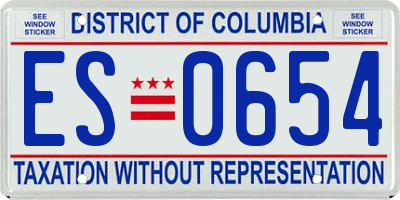 DC license plate ES0654