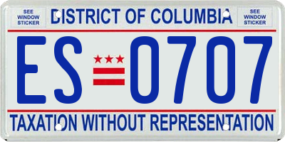DC license plate ES0707