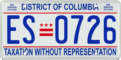 DC license plate ES0726