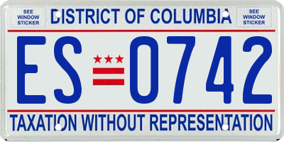 DC license plate ES0742