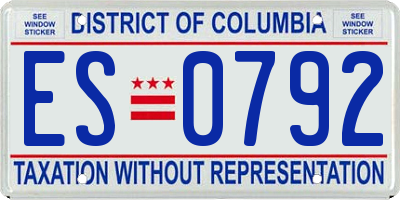 DC license plate ES0792