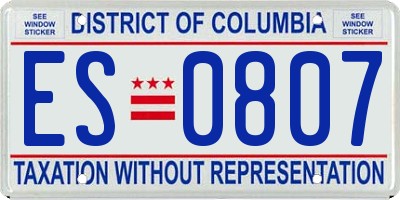 DC license plate ES0807