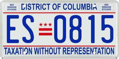 DC license plate ES0815
