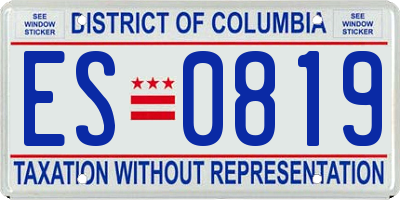 DC license plate ES0819