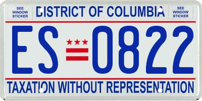 DC license plate ES0822