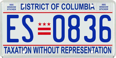 DC license plate ES0836