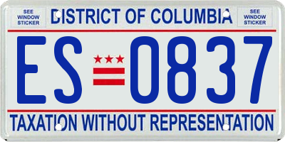 DC license plate ES0837